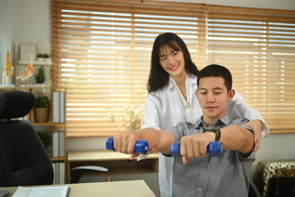 A doctor consulting with a patient at the clinic